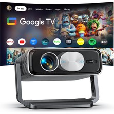 Pemoon Akıllı Projektör [google Tv Stick], Netflix ile 3000ANSI Projektör 4K Ev Sineması - Otomatik Objektif Kapağı - Otomatik Odaklama ve 6d Çarpıklık Düzeltme, Full Hd 1080P, Wifi 6, Dış Mekan Için