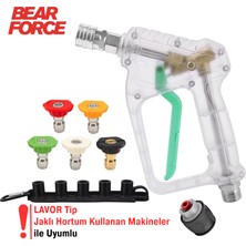 Robeve Bear Force Şeffaf Basınçlı Yıkama Tabancası 5'li Nozzle Set ve Kemer Klipsi Ile Birlikte Araç Yıkama Tabancası Profesyonel Şeffaf Tasarım Oto Yıkama Tabancası