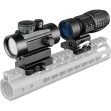 Acexier Acexıer 1X40 Tüfek Dürbünü Taktik Kırmızı Nokta Tüfek Dürbünü Avcılık Holografik Yeşil Nokta Sight 3x Büyüteç Seti