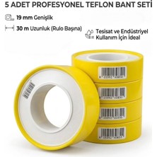 Kapmax Tesisat Sızdırmazlık Teflon Bant 19 mm x 30 Metre Büyük Teflon Bant (5 Adet)