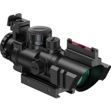 Feyachi Tüfek Dürbünü 4X32MM Kırmızı-Yeşil-Mavi Aydınlatmalı Airsoft Kırmızı Nokta Görüşü, Avcılık, Airsoft ve Tatar Yayı Için Üst Fiber Optikli, 20MM/22MM Montajlı