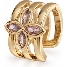 Serelya Pirinç Gold Renk Yonca Earcuff Küpe