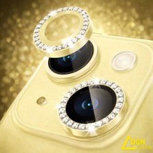 Fmk iPhone 15 Uyumlu Premium Taşlı Kamera Koruma