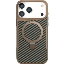 Teleplus iPhone 18 Pro Kılıf Ring Holder Manyetik Şarj Özellkli Karbon Tpu Kapak