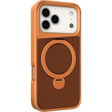 Teleplus iPhone 18 Pro Kılıf 360 Dönerli Yüzük Karbon Tasarım Texture Kapak