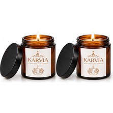 Karvia 2'li Ambers Siyah Cam Kavanoz Mum Set- El Yapımı