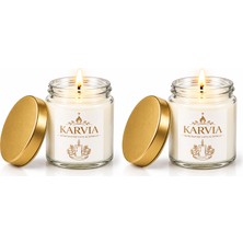 Karvia Kokulu 2'li 210 cc Cam Kavanoz Mum Set-El Yapımı