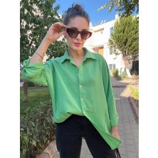 Ali Butik Yeşil Uzun Kol Keten Gömlek