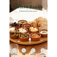 ViraCasa 35 cm Dönerli Bambu Sunum Tablası 360 Derece Döner Meze Kahvaltı Servis Tepsisi