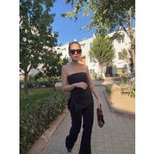 Ali Butik Siyah Straplez Pamuklu Takım