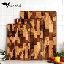 Renas Store Valkyrie Doğal Ahşap Kesme Tahtası Masif Et Blok Tahtası Kalın Kasap Sunum Tahtası Sebze Meyve Doğrama Panosu