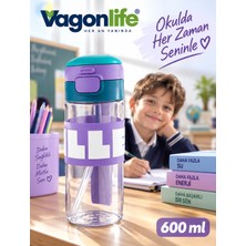 Vagonlife 600 ml Silikon Gövdeli Pipetli Tritan Su Matarası – Çift Içim, Kilitli Kapak, Bpa Içermez