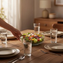 ViraCasa Cam Salata Kasesi 24 cm Dekoratif Desenli Servis Kasesi Meyve ve Çerez Kasesi