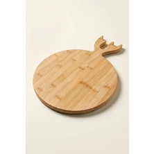 ViraCasa Bambu Kesme Tahtası 38X28 cm Geyik Boynuzu Detaylı Bambu Sunum Panosu Şarküteri Sunum Tahtası