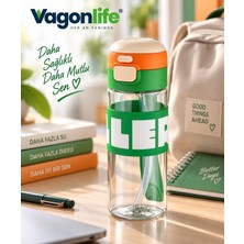 Vagonlife 600 ml Silikon Gövdeli Pipetli Tritan Su Matarası – Çift Içim, Kilitli Kapak, Bpa Içermez