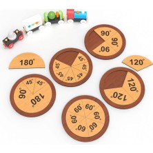 Ahşap Açı Öğretici Eğitici Oyuncak – 45° 60° 90° 120° 180° Matematik Seti