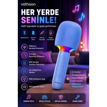 Epilons Çocuk ve Yetişkin Karaoke Mikrofonu Kablosuz Rgb Ambiyans Işığı Ses Değiştirme Modlu Hoparlör