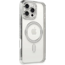 Pr Store Apple Iphone 16 Pro Kılıf Joke Simli Magneticsafe Kılıf - Gümüş
