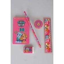 x Dekomus Lisanslı Paw Patrol Pink Paws Collection 5'li Kırtasiye Seti Not Defteri,kurşun Kalem,cetvel,silgi,kalemtraş