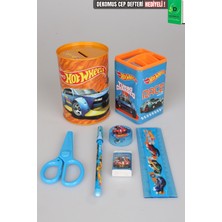 Lisanslı Hot Wheels Masa Üstü Kırtasiye Seti Kalemlik,kumbara,silgi,makas,cetvel