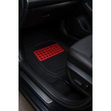 Zeyno Ticaret Volkswagen Jetta Sedan 2014 Uyumlu 3 cm Havuzlu 3D Universal Oto Paspas Siyah-Kırmızı