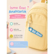 Isme Özel Yıldızlı Anahtarlık | Okul Çantası Kreş Çantası Süsü | Isimli Çanta Süsü