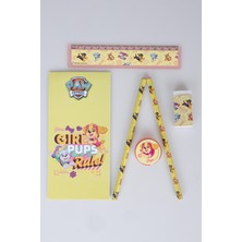x Dekomus Lisanslı Paw Patrol Pink Paws Collection 6'lı Kırtasiye Seti Not Defteri,2 Adet Kurşun Kalem,cetvel,silgi,kalemtraş