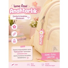 Isme Özel Çiçekli Anahtarlık | Okul Çantası Kreş Çantası Süsü | Isimli Çanta Süsü