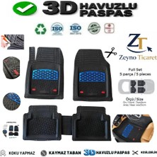 Zeyno Ticaret Renault Clio 3 Hb 2012 4 cm Derin Havuzlu 5 Parça 3D Universal Oto Paspas Siyah-Mavi