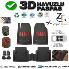 Zeyno Ticaret Renault Kango Combi 2004 4 cm Derin Havuzlu 5 Parça 3D Universal Oto Paspas Siyah-Kırmızı