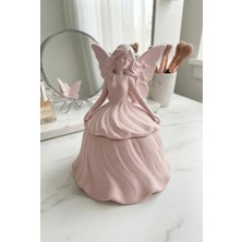 Beyaz Peri Kız Figürlü Dekoratif Takı Kutusu ve Organizer 14X14X20 cm