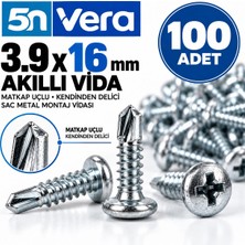 5n Vera 3.9X16 mm Akıllı Vida 100 Adet – Matkap Uçlu Kendinden Delici Sac Metal Montaj Vidası