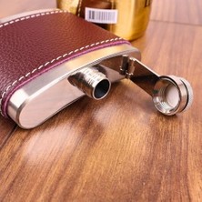 TeknoKapsül Perlotus 5 OZ-150 cc Hunili Kahve Brown Deri Kılıf Çelik Viski Içki Konyak Matarası