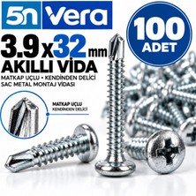 5n Vera 3.9X32 mm Akıllı Vida 100 Adet – Matkap Uçlu Kendinden Delici Sac Metal Montaj Vidası