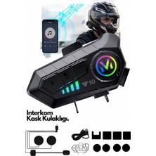 Blic Y10 Bluetooth 5.3 Motosiklet Kask Kulaklığı Intercom Rgb Işıklı Ipx6 Su Geçirmez 1000MAH
