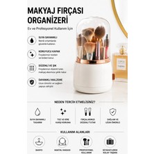 Suya Dayanıklı Makyaj Fırça Organizeri Kapaklı Toz Koruyucu Stand