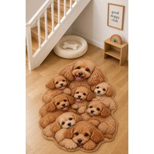 Zng Design Home Toy Poodle Bal Rengi Köpek Figürlü Mama Halısı ve Paspası, Kaymaz Yıkanabilir, Farklı Ölçü