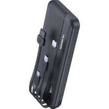 Varsoph Biishe® 10000 Mah Micro Type-C USB Lightning 4 Kablolu Hızlı Kablosuz Şarj Powerbank