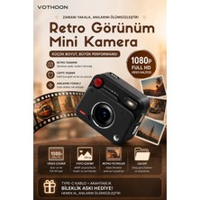 Cotton Soft Nostaljik Tasarımı Retro Görünüm Kare Mini Foto Video Kamera 1080P Full Hd 32GB Kart Hediyeli