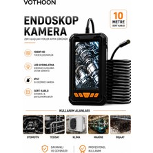 Cotton Soft 10 Metre Tek Kameralı Endoskop Kamera 1080P Hd LED Aydınlatmalı Sert Kablolu Yeni