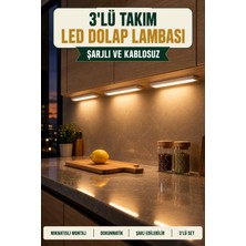 ViraCasa 3'lü LED Mıknatıslı Dolap Altı Lambası Şarjlı Dokunmatik Kablosuz Aydınlatma