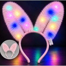 Evimdeyokyok 3 Modlu LED Işıklı Peluş Tavşan Kulağı Pembe Renk