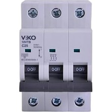 TeknoKapsül 10VTB-3C25 Otomatik Sigorta 10KA C Tipi 3 Kutup 25A