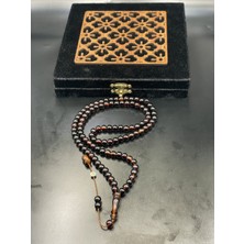 Linea Craft Lineacraft Sistemli 99'luk Küre Kesim Siyah Hareli Sıkma Kehribar Tesbih