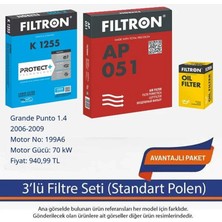 Netpar Fiat Grande Punto 1.4 2006-2009 Filtron 3'lü Filtre SETI-199A6