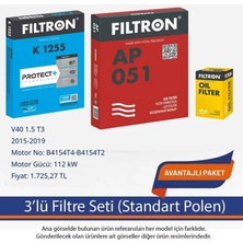 Netpar Volvo V40 1.5 T3 2015-2019 Filtron 3'lü Filtre SETI-B4154T4-B4154T2