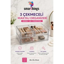 Şeffaf 3 Çekmeceli Kozmetik ve Takı Organizeri 23X14X10 cm