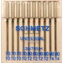 Schmetz Dikiş Makinesi Iğneleri: 10 Evrensel Iğne, Standart Iğne, Iğne Kalınlığı 70/10-90/1