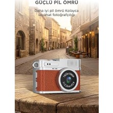 TeknoKapsül Mini Dijital Kamera Selfie Video Vlog Kamerası Mini Anahtarlık 1080P CMR35 Kahverengi