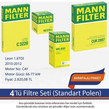 Netpar Seat Leon 1.6tdı 2010-2012 Mann 4'lü Filtre Seti-Cay